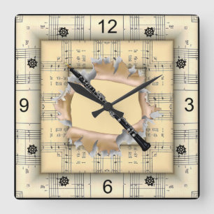 Oboe ~ Breaking Through ~ Strange Sheet Music ~ Square Wall Clock
