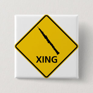 Oboe Crossing Highway Sign Pinback Button