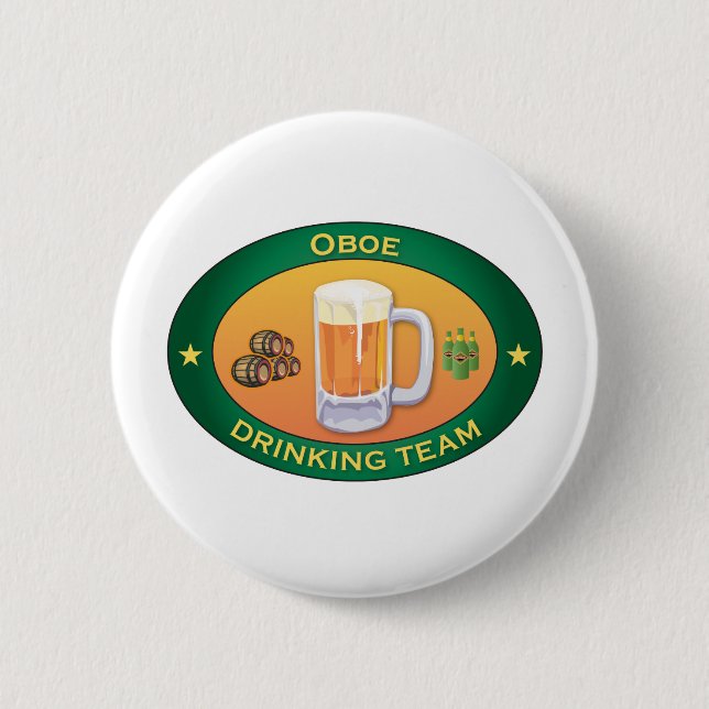 Oboe Drinking Team Pinback Button (Front)