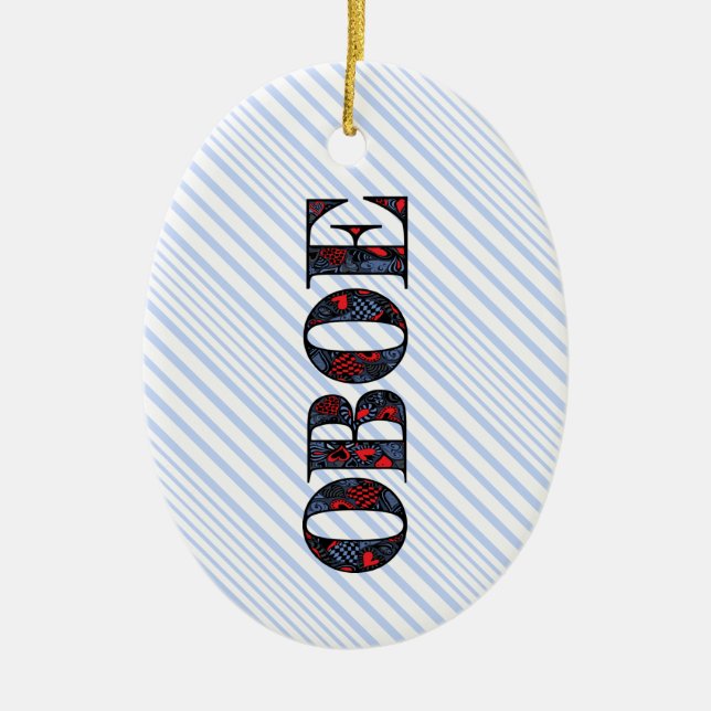 Oboe Heart Text Ceramic Ornament (Front)