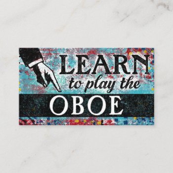 Oboe Lessons Business Cards - Blue Red by NeatBusinessCards at Zazzle