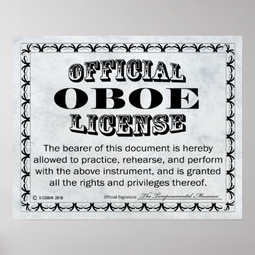 Oboe License Poster