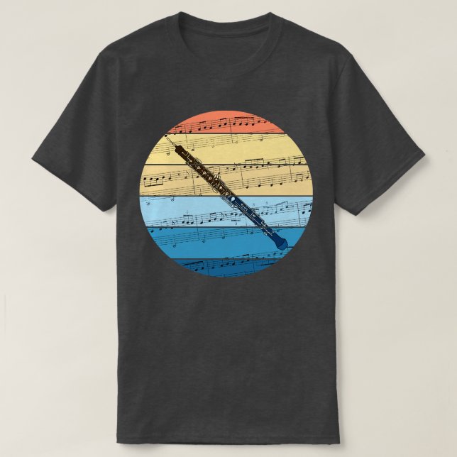Oboe Music Notation Oboist Woodwind Musician T-Shirt (Design Front)
