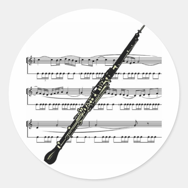 Oboe musical 01 B Classic Round Sticker (Front)