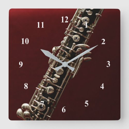 Oboe musical instrument square wall clock