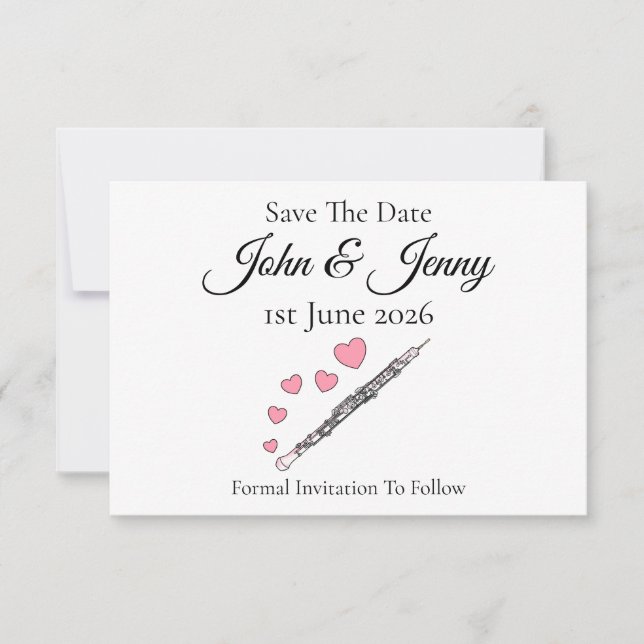 Oboe Musician Wedding Save The Date (Front)