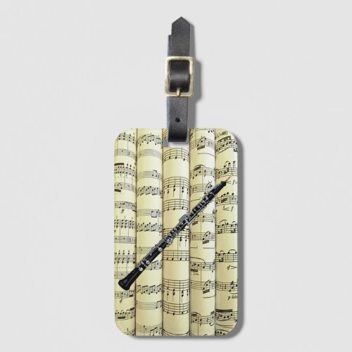 Oboe On Rolled Sheet Music  Luggage Tag