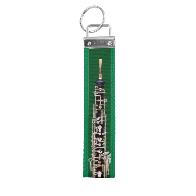 Oboe on Your Choice of Background Color Wrist Keychain (Keys on Top)
