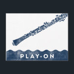 Oboe Postcard - Vintage Retro Navy Blue White<br><div class="desc">A fun Oboe postcard featuring navy blue inkpress style on white.</div>