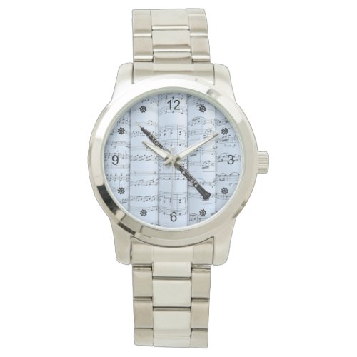 Oboe  Rolled Sheet Music  Blue Tint Background  Watch