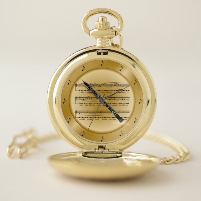 Oboe ~ Sheet Music ~ Golden Disk~ Unique ~  * ~ Pocket Watch (Inside)