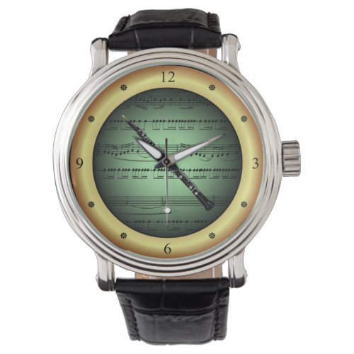 Oboe  Sheet Music  Green on Gold Background     Watch