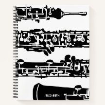 Oboe Spiral Notebook in Black and White
