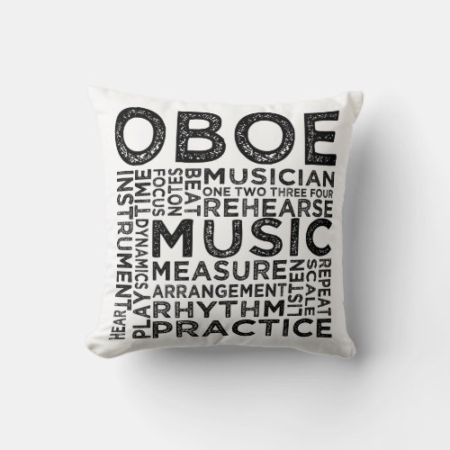 Oboe Typography Throw Pillow