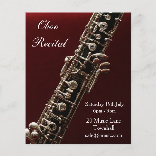 Oboe woodwind instrument Recital music performance Flyer
