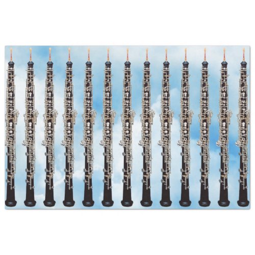 Oboes Repeating Against Blue Sky Backdrop Tissue Paper