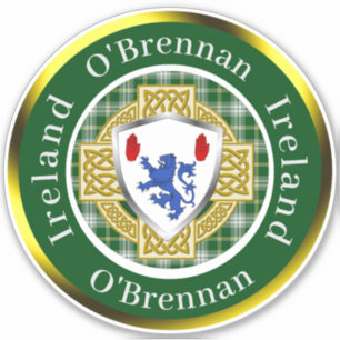 O'Brennan Irish Shield & Celtic Cross Personalized Sticker