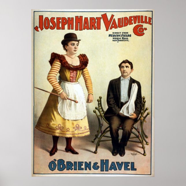 "O'Brien and Havel" Vintage Vaudeville Poster (Front)
