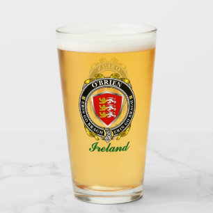 O'Brien/Brien Irish Shield Personalized Beer Glass