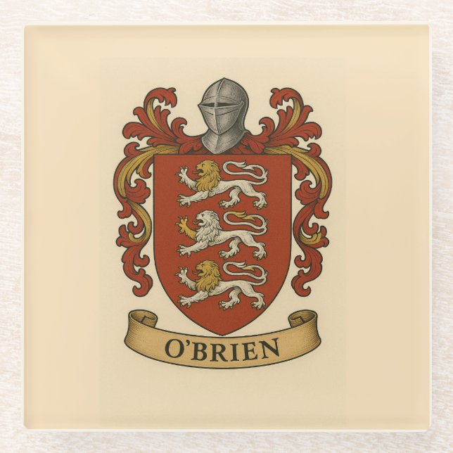 O'Brien Coat of Arms Glass Coaster (Front)