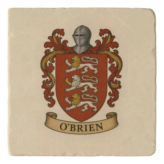 O'Brien Family Crest Photo Block Trivet (Front)