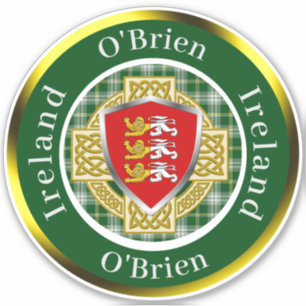 O'Brien Irish Shield & Celtic Cross Personalized Sticker