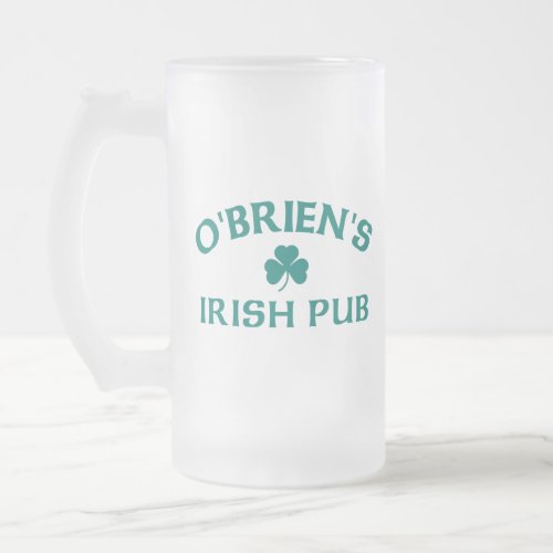 OBriens Irish Pub  Frosted Glass Beer Mug