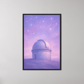 Observatory Under Lavender Night Sky Canvas Print