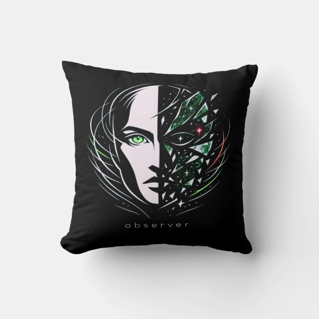 Observer Abstract Cosmic Identity Decorative Throw Pillow (Front)