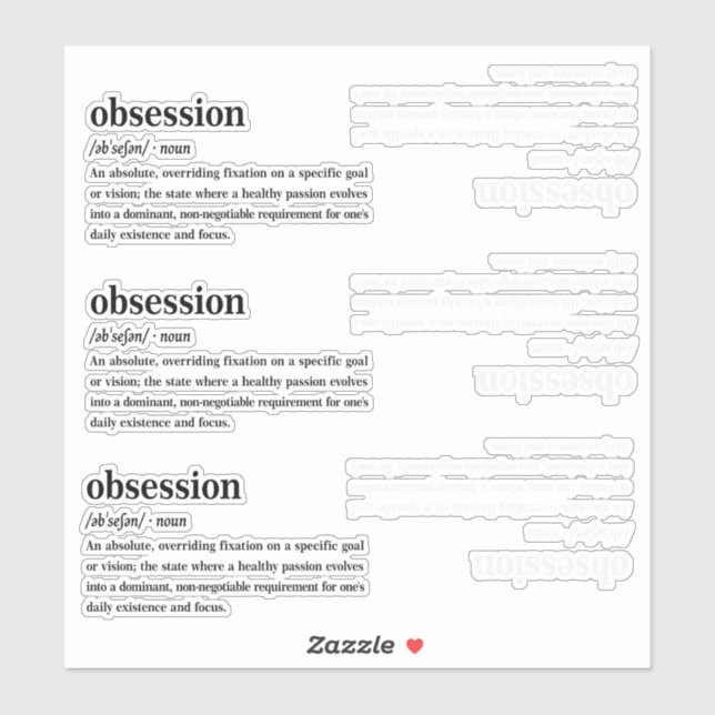 Obsession Dictionary Definition Aesthetic  Sticker (Sheet)