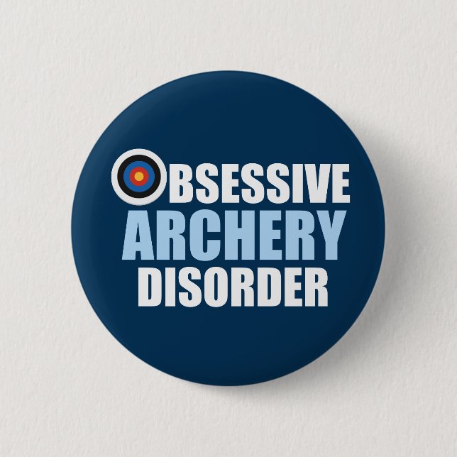 Obsessive Archery Disorder Funny Archer Button (Front)