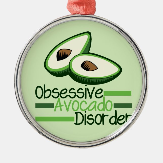 Obsessive Avocado Disorder Cool Green Metal Ornament (Front)