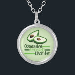 Obsessive Avocado Disorder Cool Green Silver Plated Necklace<br><div class="desc">I love avocados and green healthy foods. Especially in delicious things like guacamole. A cute gift for a foodie.</div>