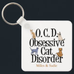 Obsessive Cat Disorder Cute Personalized Pet Owner Keychain<br><div class="desc">I love all cats. Customize this cute cat keychain with all of your cats names at the bottom for a pretty personalized gift. Obsessive Cat Disorder present.</div>
