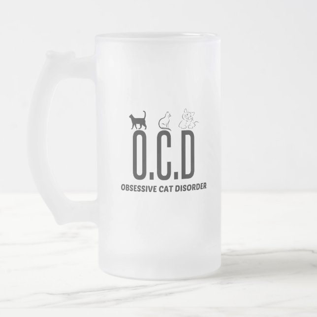 OBSESSIVE CAT DISORDER FROSTED GLASS BEER MUG (Left)