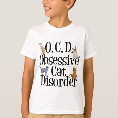Obsessive Cat Disorder Funny Kids T_Shirt