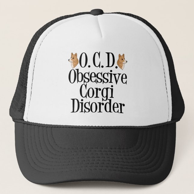 Obsessive Corgi Disorder Humor Trucker Hat (Front)