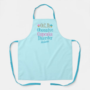 Obsessive Cupcake Disorder Pretty Blue Monogram Apron