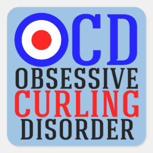 Obsessive Curling Disorder Funny Sports Square Sticker