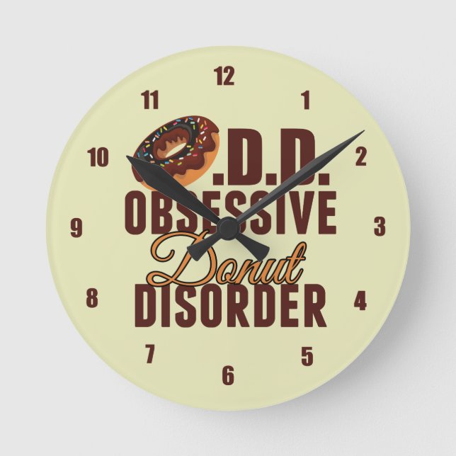 Obsessive Donut Disorder Round Clock (Front)
