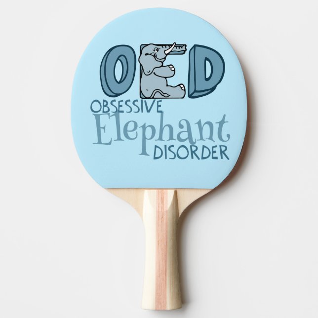 Obsessive Elephant Disorder Cute Blue Ping-Pong Paddle (Front)