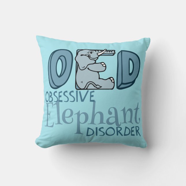 Obsessive Elephant Disorder Throw Pillow (Front)
