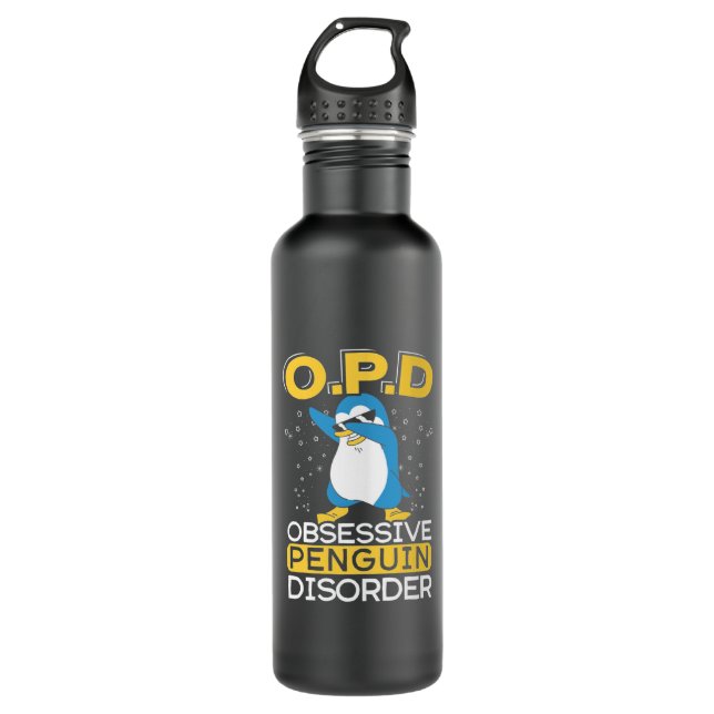 Obsessive Penguin Disorder Stainless Steel Water Bottle (Front)