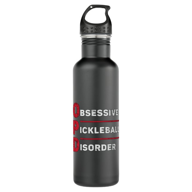 Obsessive Pickleball Disorder Pickleball Player Stainless Steel Water Bottle (Front)