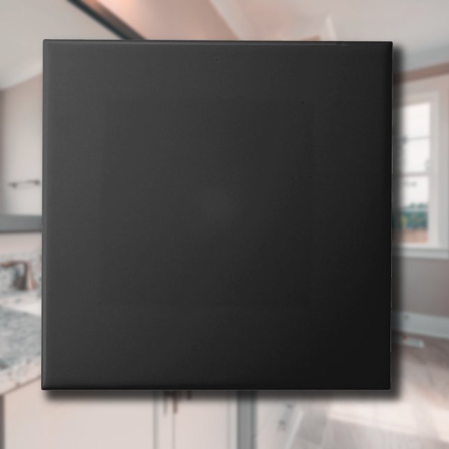 Obsidian Black Solid Color | Classic Elegant Ceramic Tile (Creator Uploaded)