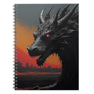 Obsidian Dragon Over Dying City Notebook