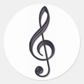Obsidian Glass Treble Clef Classic Round Sticker by inkles at Zazzle