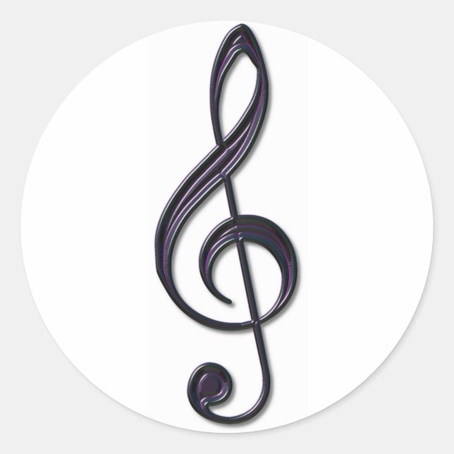 Obsidian Glass Treble Clef Classic Round Sticker (Front)