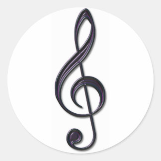 Obsidian Glass Treble Clef Classic Round Sticker