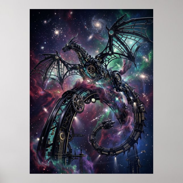 Obsidian Mechanical Nebula Art Poster (Front)